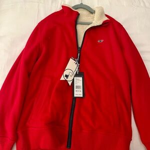 Brand new with tag Bright Red Vineyard Vines boys reversible jacket size medium